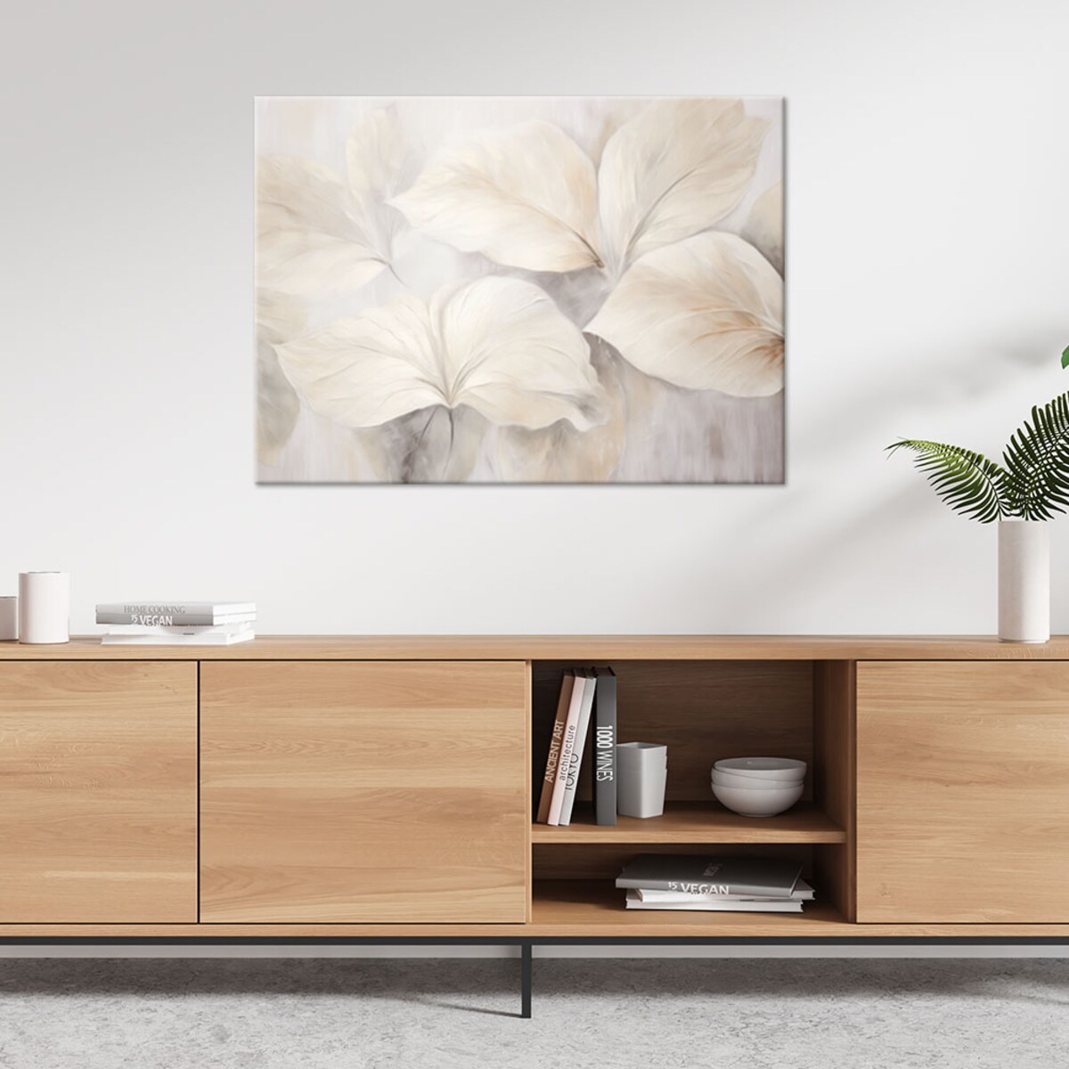 Obraz canvas do salonu sypialni kuchni biura Liście rośliny natura beżowy boho 3d 120x80