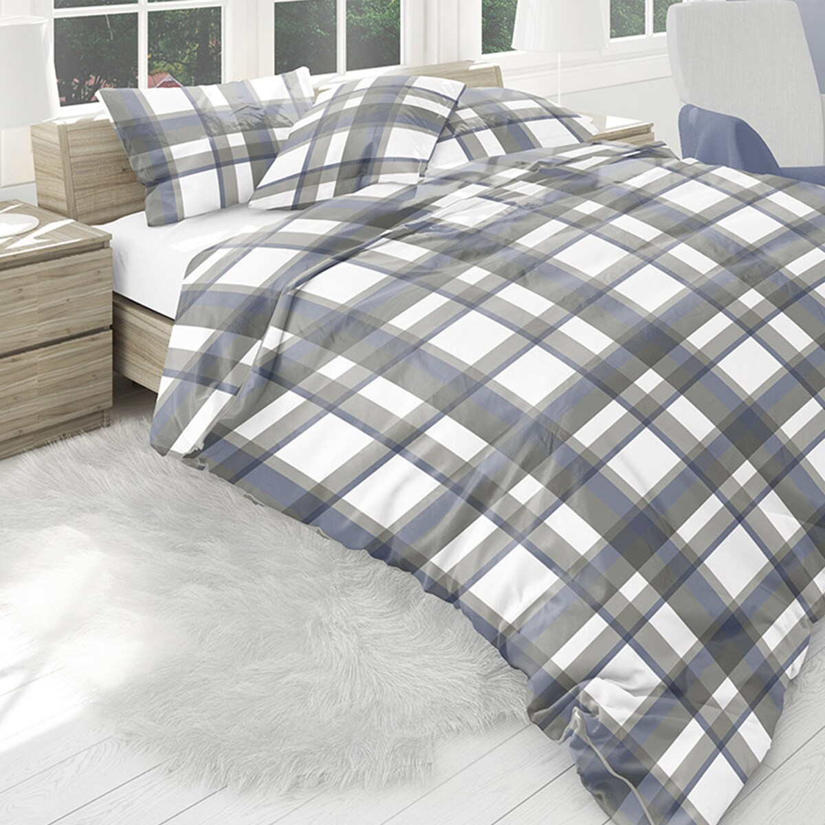 EMYS bawełniany komplet pościeli w kratę, 160x200