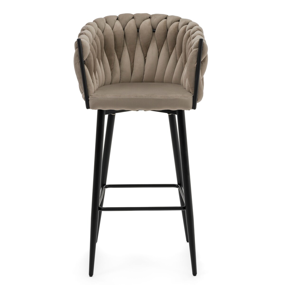 Hoker tapicerowany welurowy pleciony do salonu jadalni barowy glamour LATINA