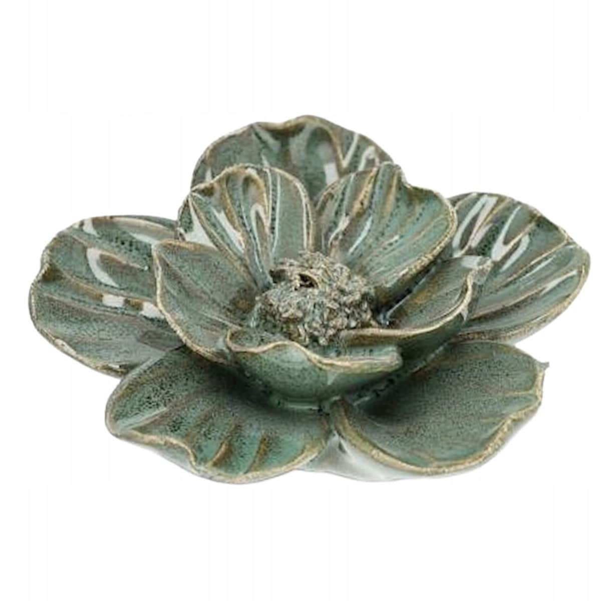 FIGURKA KWIAT CERAMICZNA DEKORACYJNA ZIELONA 10cm KWIATEK BOHO DEKORACJA