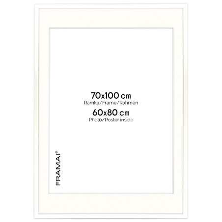 Ramka na zdjęcia z passe partout ramka 70x100 cm z okienkiem passe partout na zdjęcie 60x80 cm kolor biały FRAMAI®