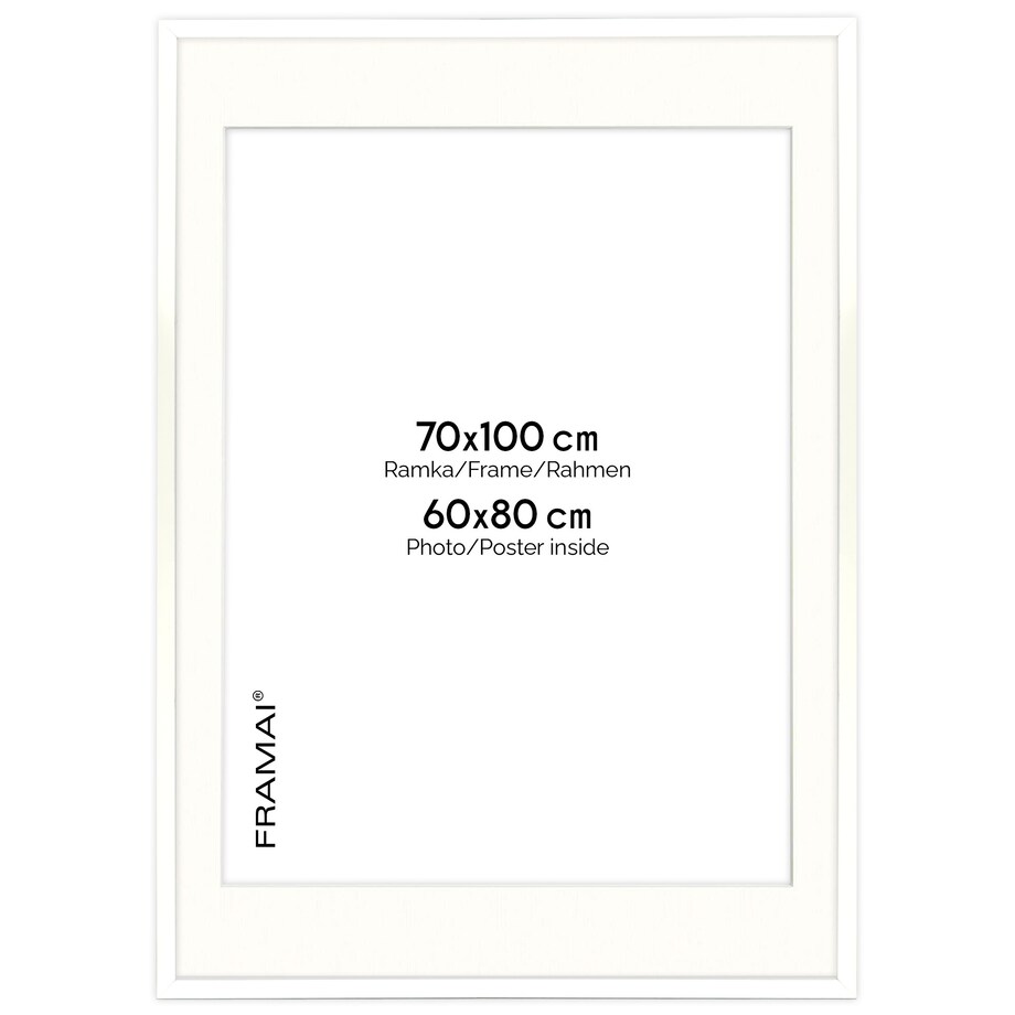 Ramka na zdjęcia z passe partout ramka 70x100 cm z okienkiem passe partout na zdjęcie 60x80 cm kolor biały FRAMAI®