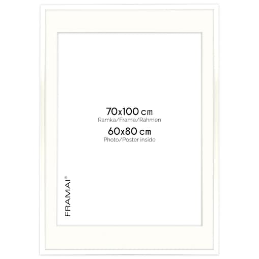 Ramka na zdjęcia z passe partout ramka 70x100 cm z okienkiem passe partout na zdjęcie 60x80 cm kolor biały FRAMAI®