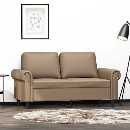 vidaXL 2-osobowa sofa, kolor cappuccino, 120 cm, sztuczna skóra