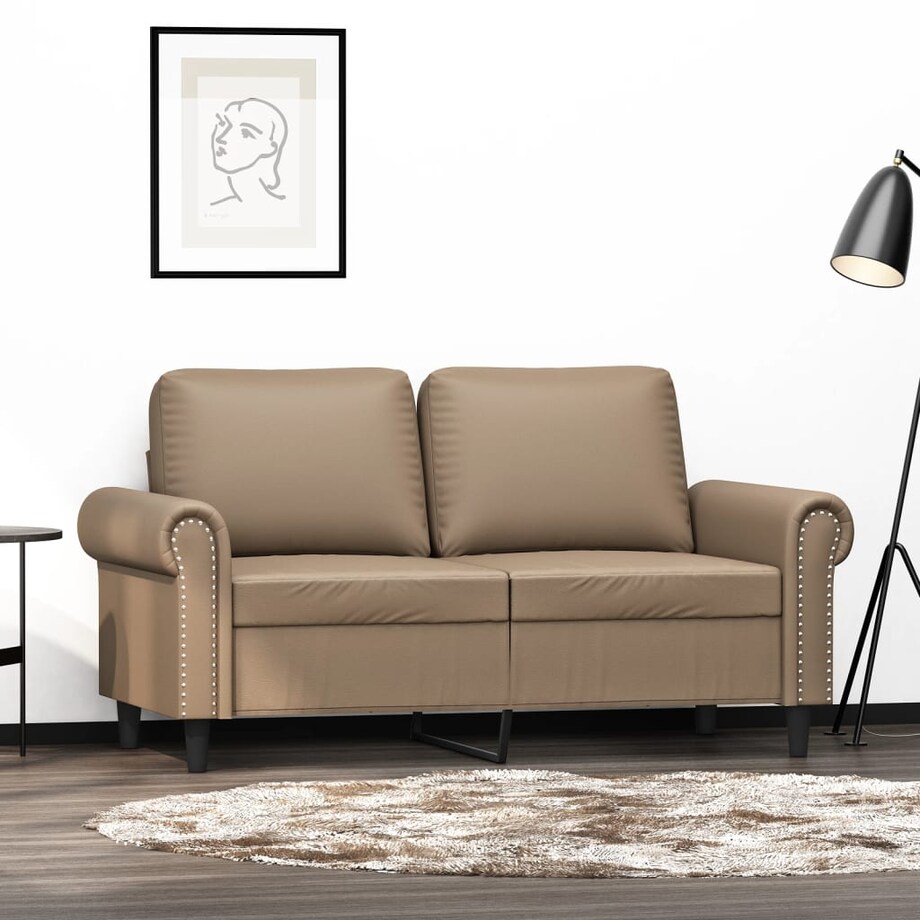 vidaXL 2-osobowa sofa, kolor cappuccino, 120 cm, sztuczna skóra