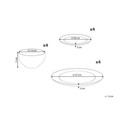 Zastawa stołowa 12-częściowa SAFFRON Porcelana Biały