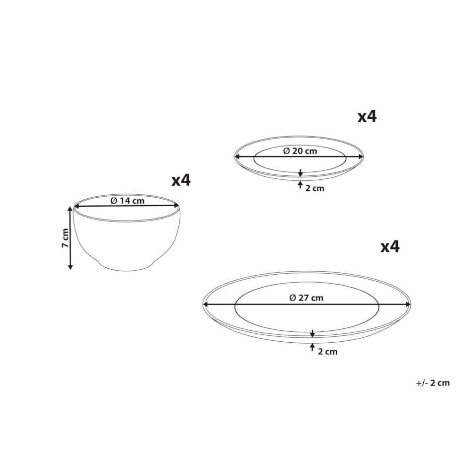 Zastawa stołowa 12-częściowa SAFFRON Porcelana Biały