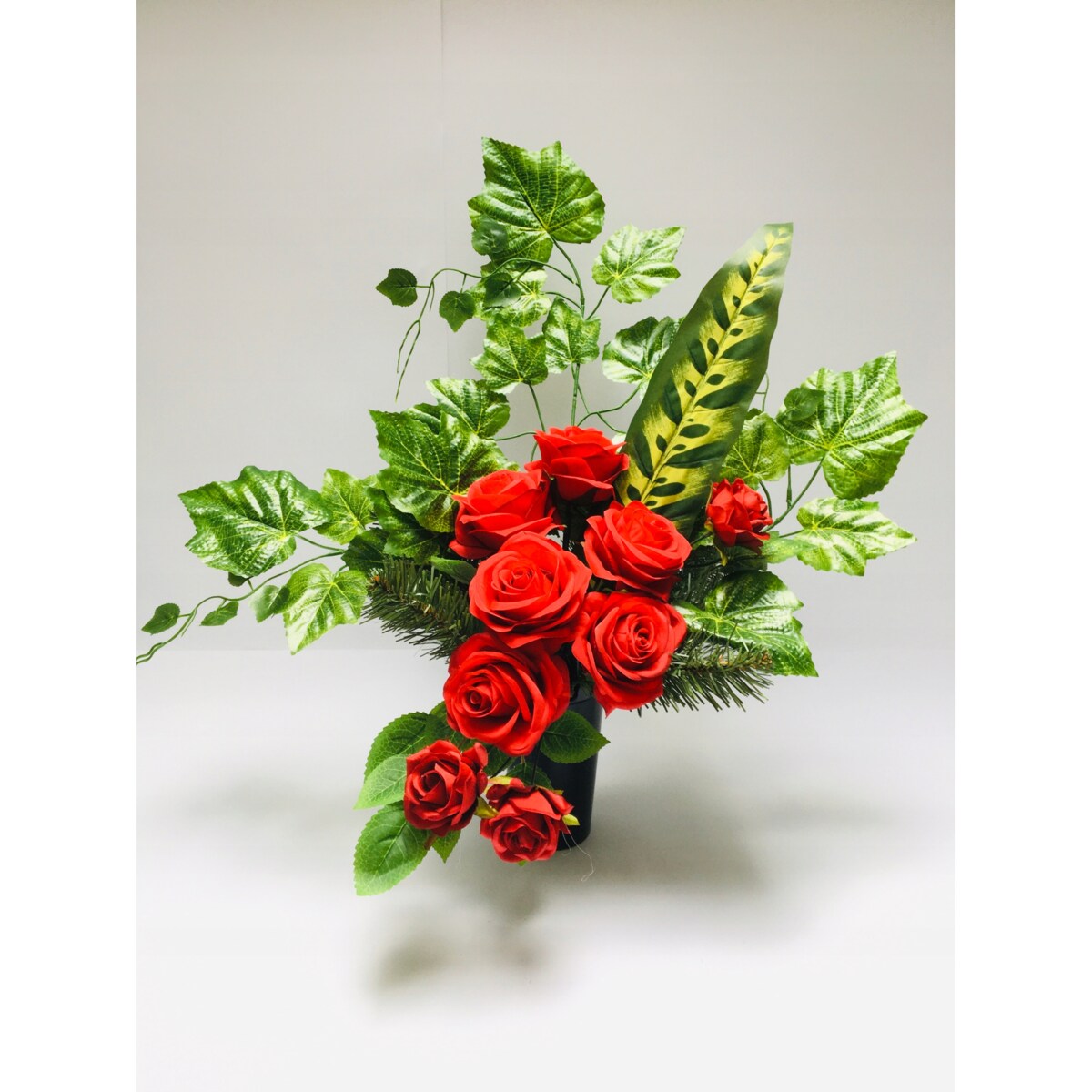 GOTOWY STROIK RÓŻA czerwona wkład do flakonu wiązanka na cmentarz KWIATY