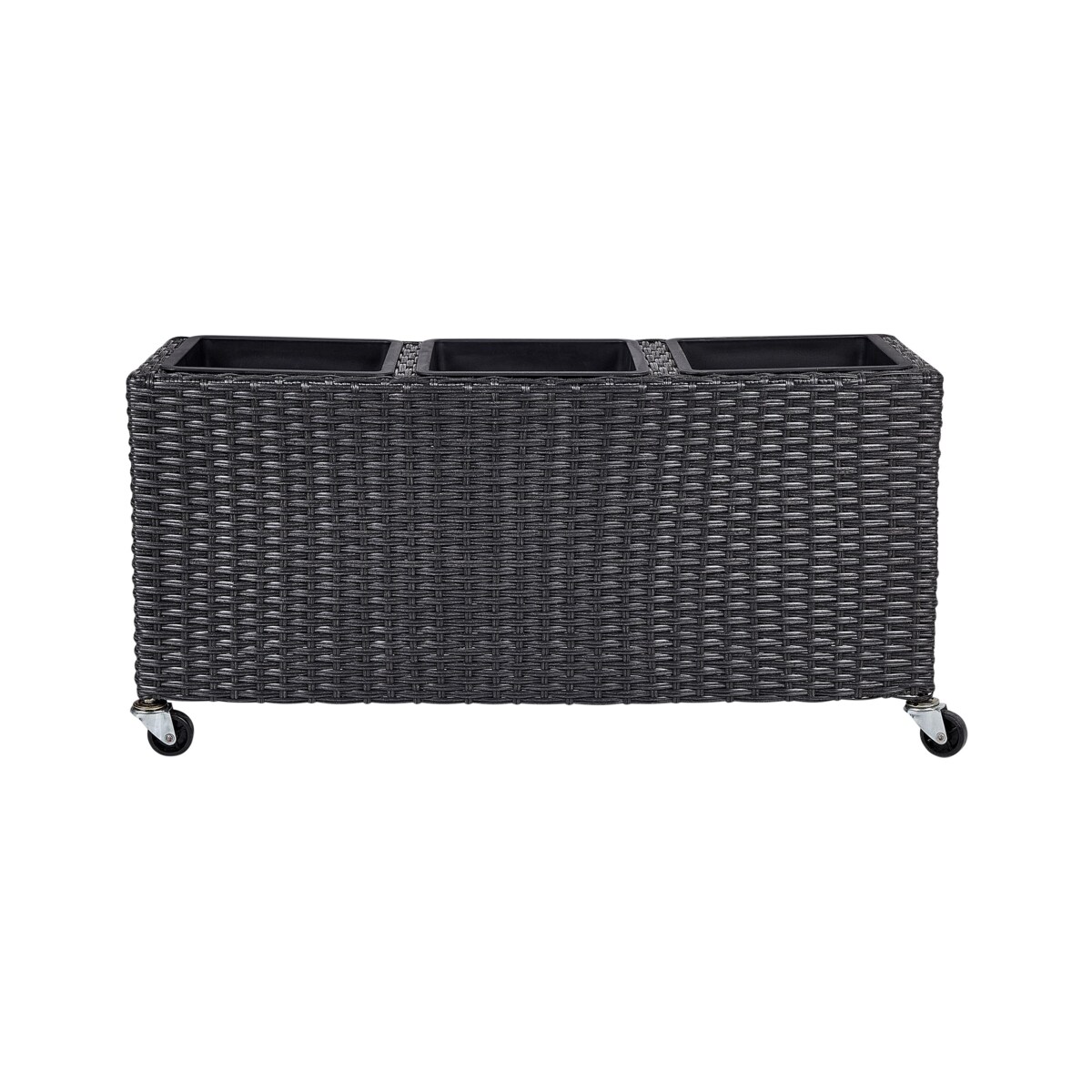 Donica na kółkach z technorattanu czarna BELLIS