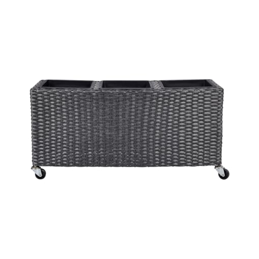 Donica na kółkach z technorattanu czarna BELLIS