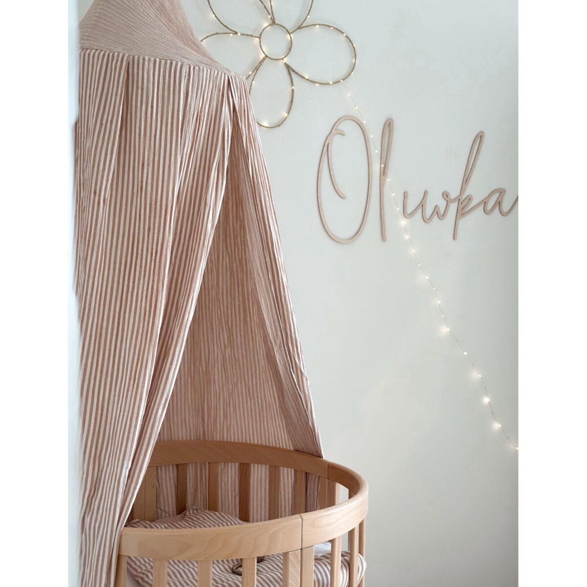 Beige Stripes – baldachim muślinowy