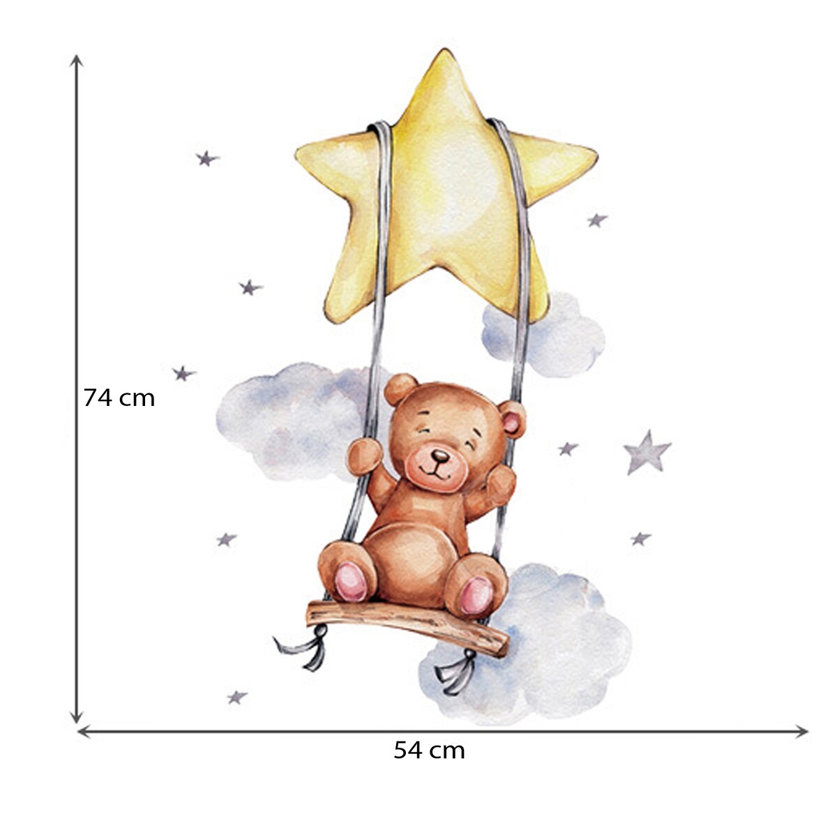 naklejki na ścianę do pokoju dziecka, sipo, miś na huśtawce