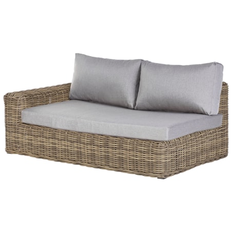 Narożnik ogrodowy z otomaną dla 6 osób PALERMO Modułowy Technorattan Jasnobrązowy