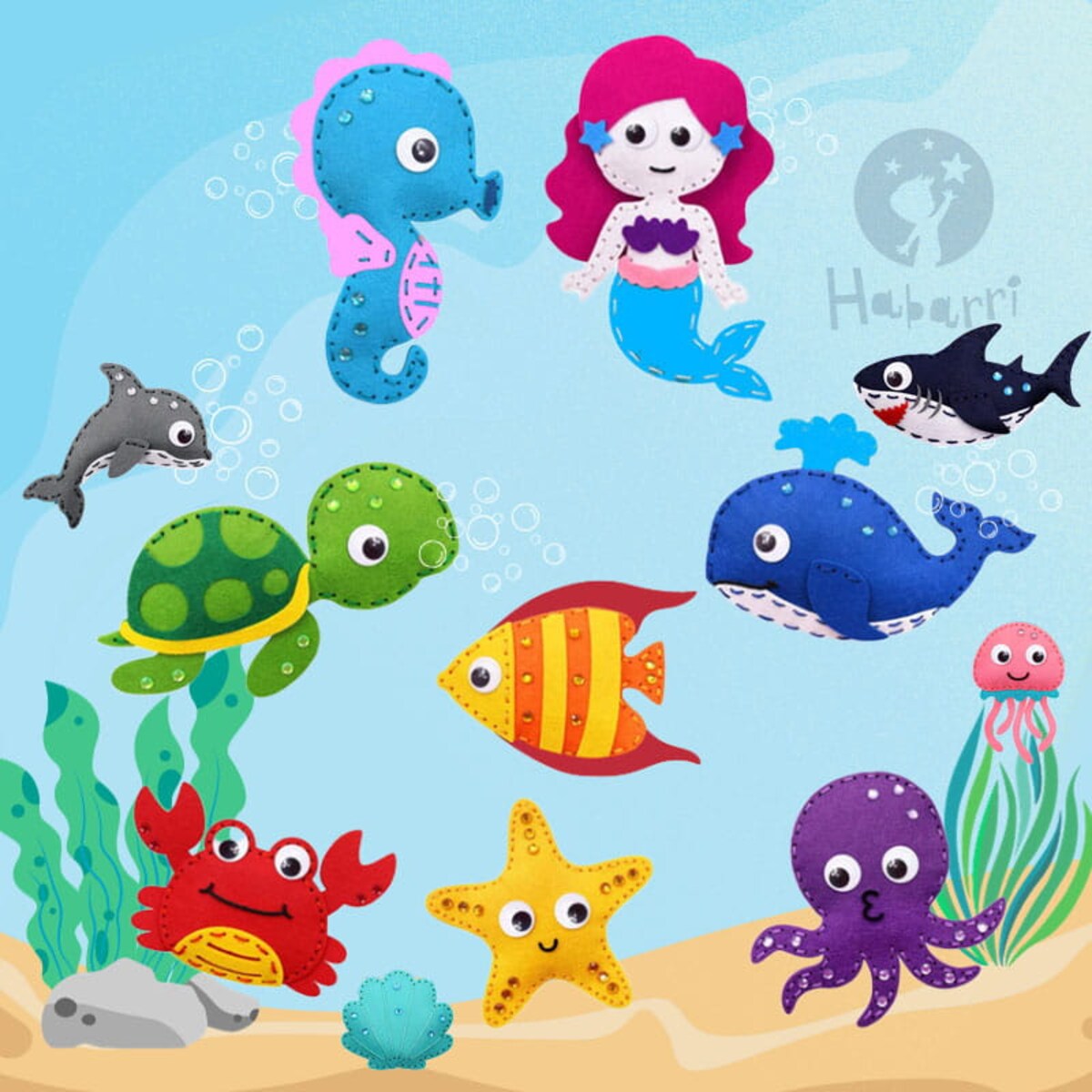 Morze - filcowy zestaw do szycia DIY - 12 elementów