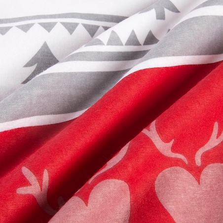 Pościel flanelowa 220x200 Amoria szara w serca i choinki, Flanelove