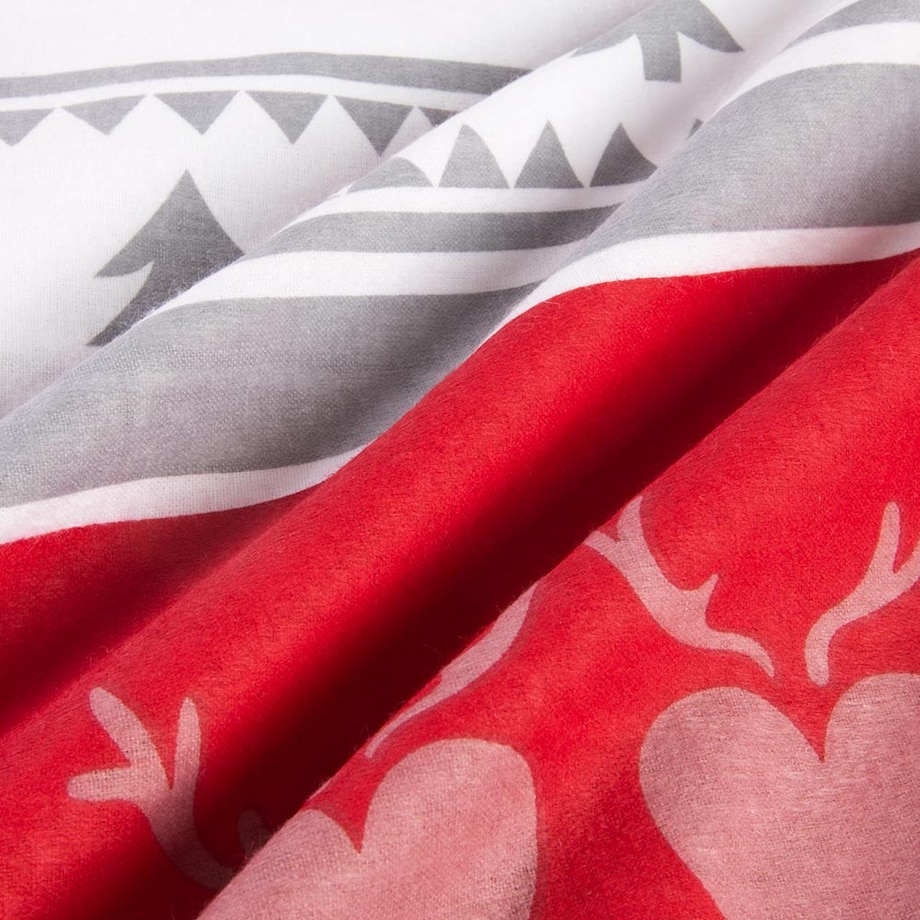 Pościel flanelowa 220x200 Amoria szara w serca i choinki, Flanelove