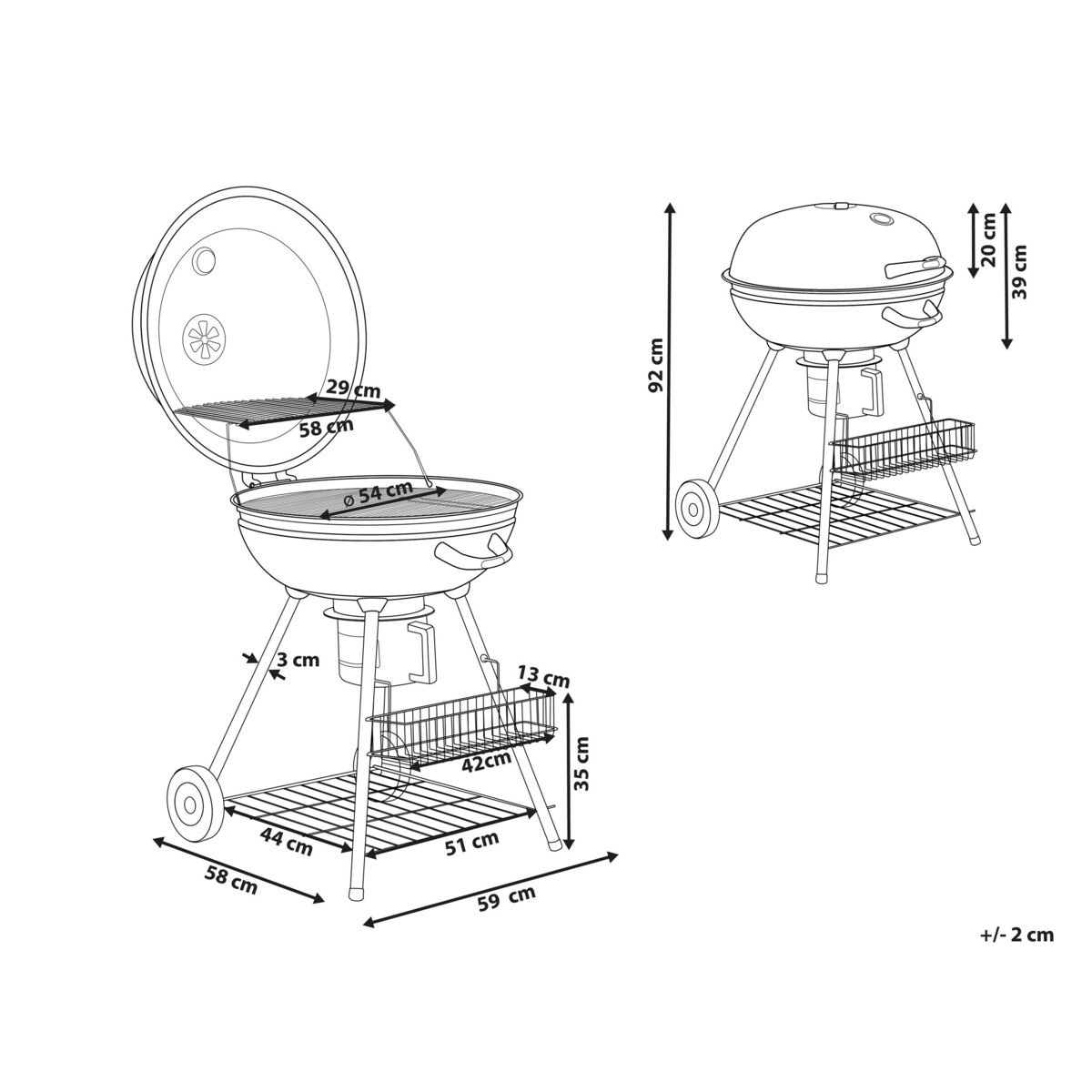 Grill węglowy kulisty czarny MARAPI