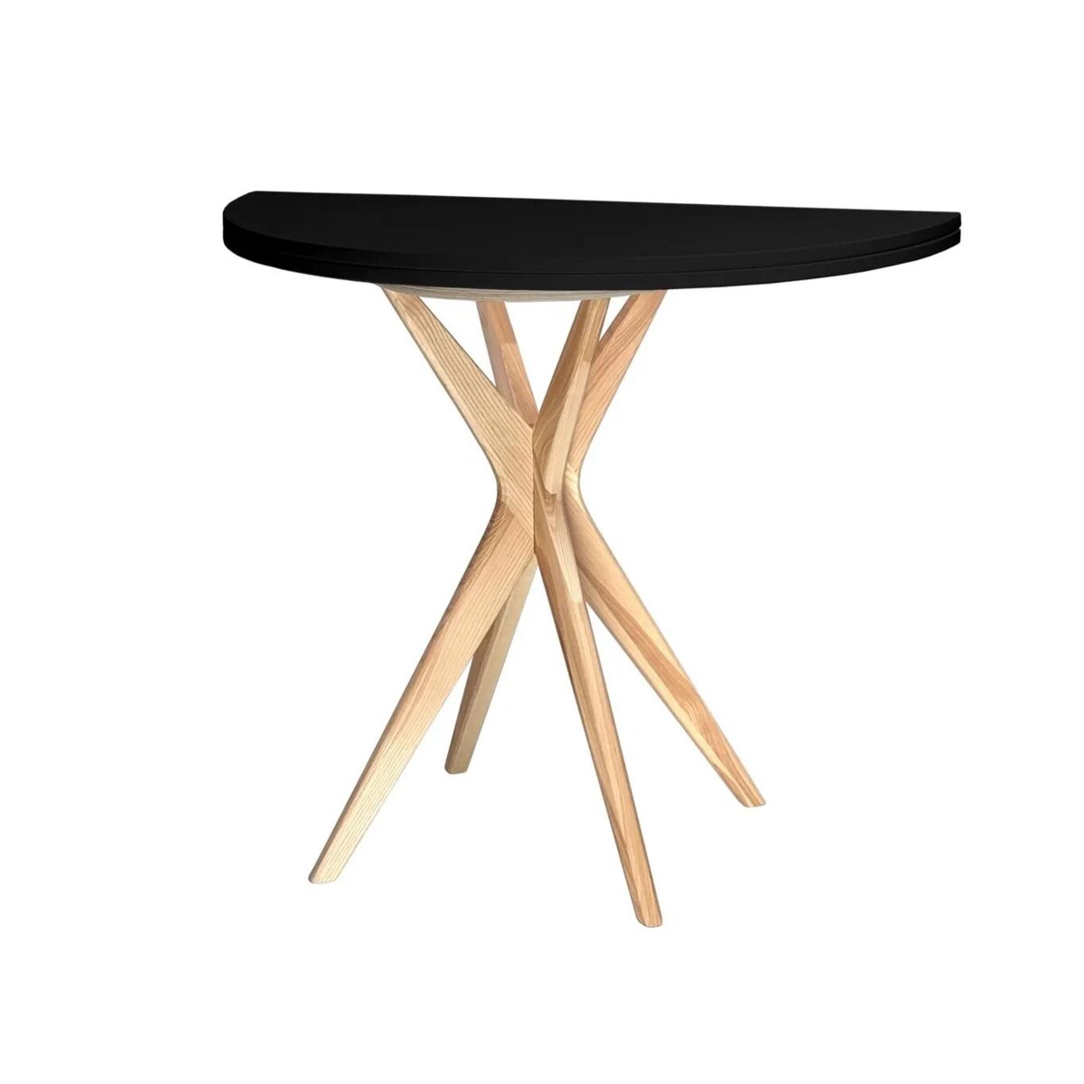 Stół półokrągły CUTTI 90x90 rozkładany czarny/jesion