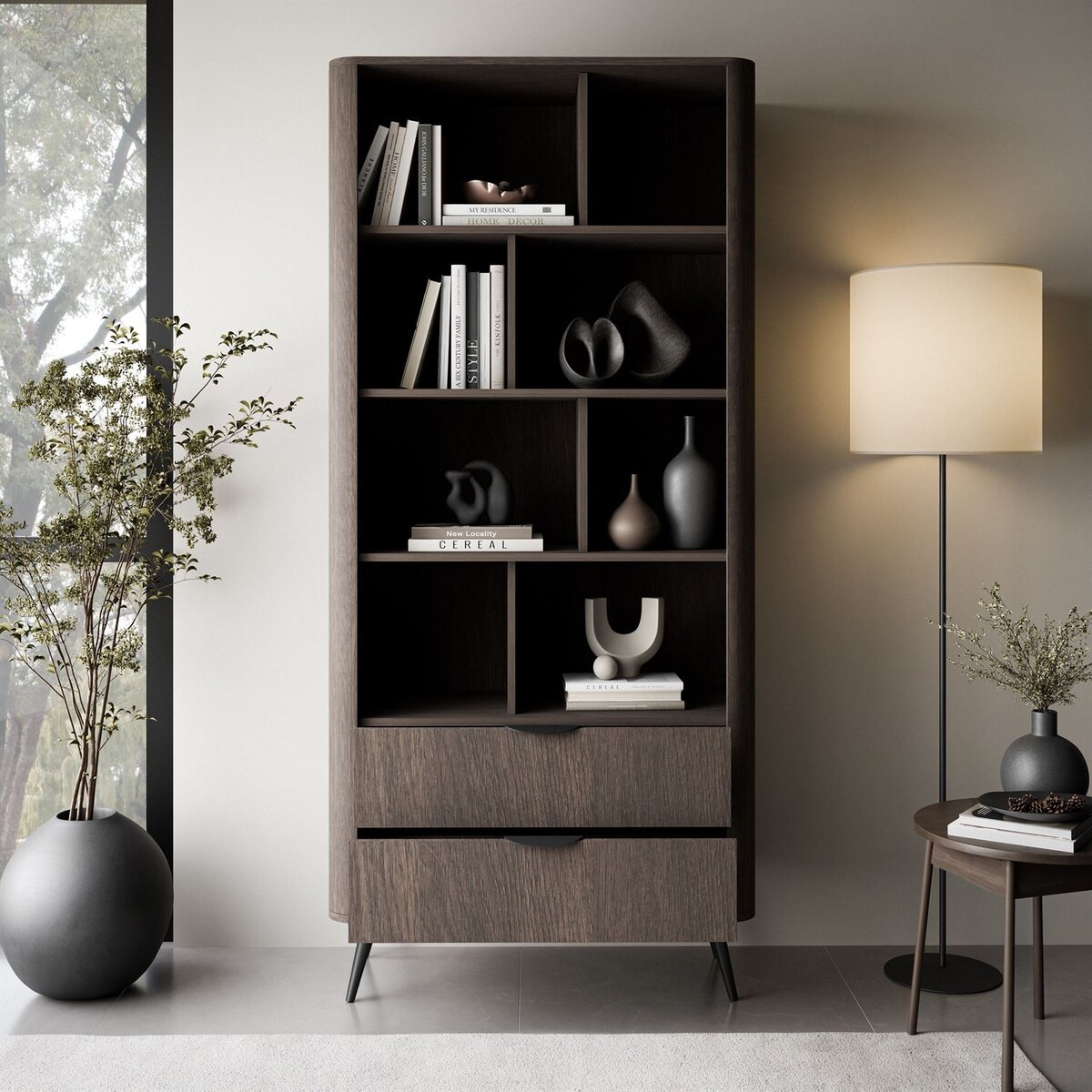 Regał TWILIGHT szufladami, Dąb Dunin / Czarny