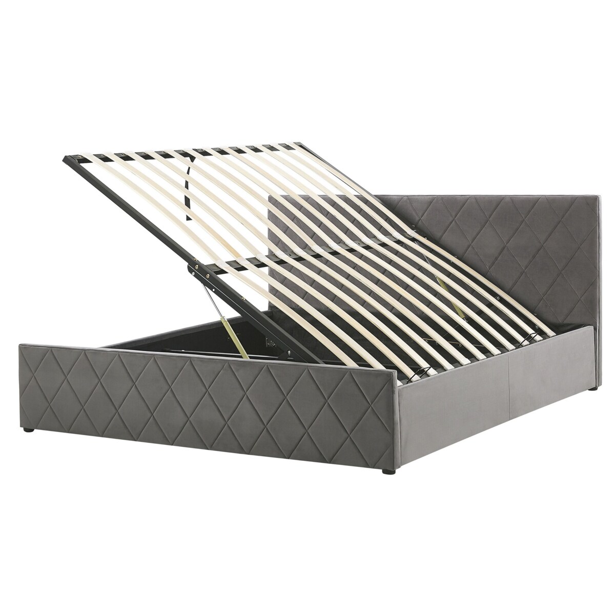 Łóżko z pojemnikiem welurowe 160 x 200 cm szare ROCHEFORT