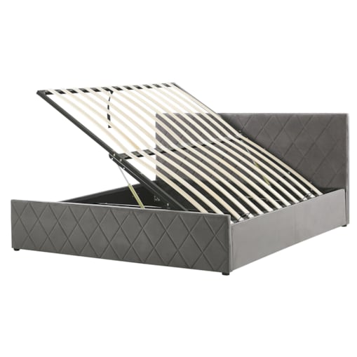 Łóżko z pojemnikiem welurowe 160 x 200 cm szare ROCHEFORT