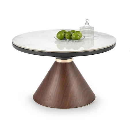 STOLIK KAWOWY Suli 70x43 cm CERAMICZNY BLAT marmur orzech