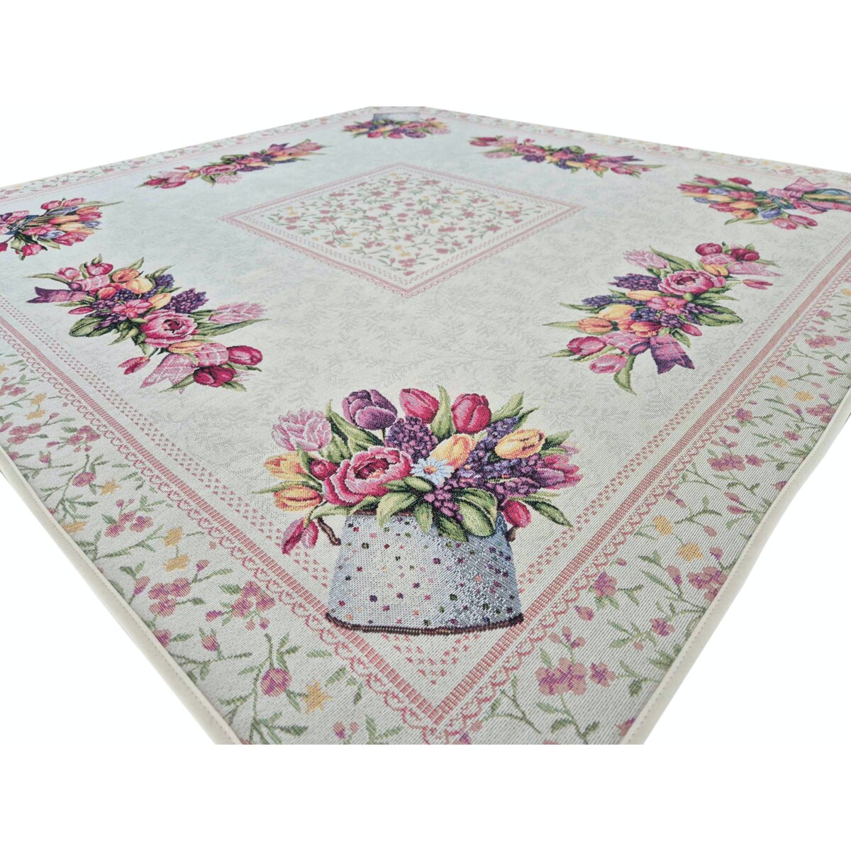 Obrus Na Stół Ozdobny Dekoracyny Kwiaty 100X100 Cm Tulipany