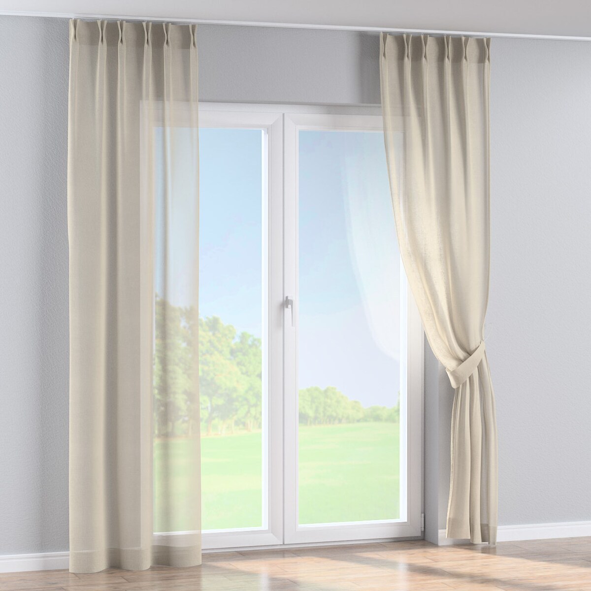 Zasłona na haczykach flex podwójnych 130x260 prześwitujący beżowy