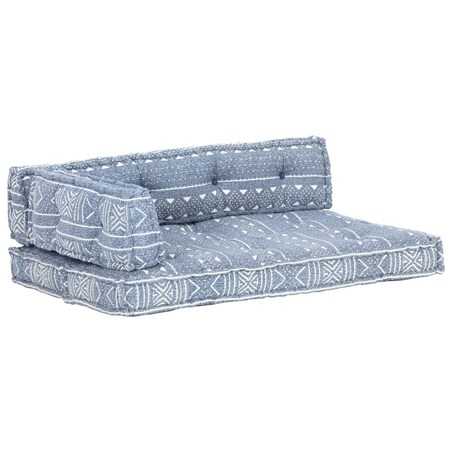 vidaXL Sofa z poduszek na paletę, tkanina, indygo patchwork