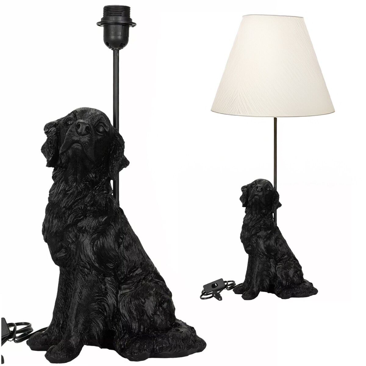 LAMPA PSA STOŁOWA BIURKOWA NOCNA PIES lampka E27 50cm czarna do salonu