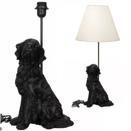 LAMPA PSA STOŁOWA BIURKOWA NOCNA PIES lampka E27 50cm czarna do salonu
