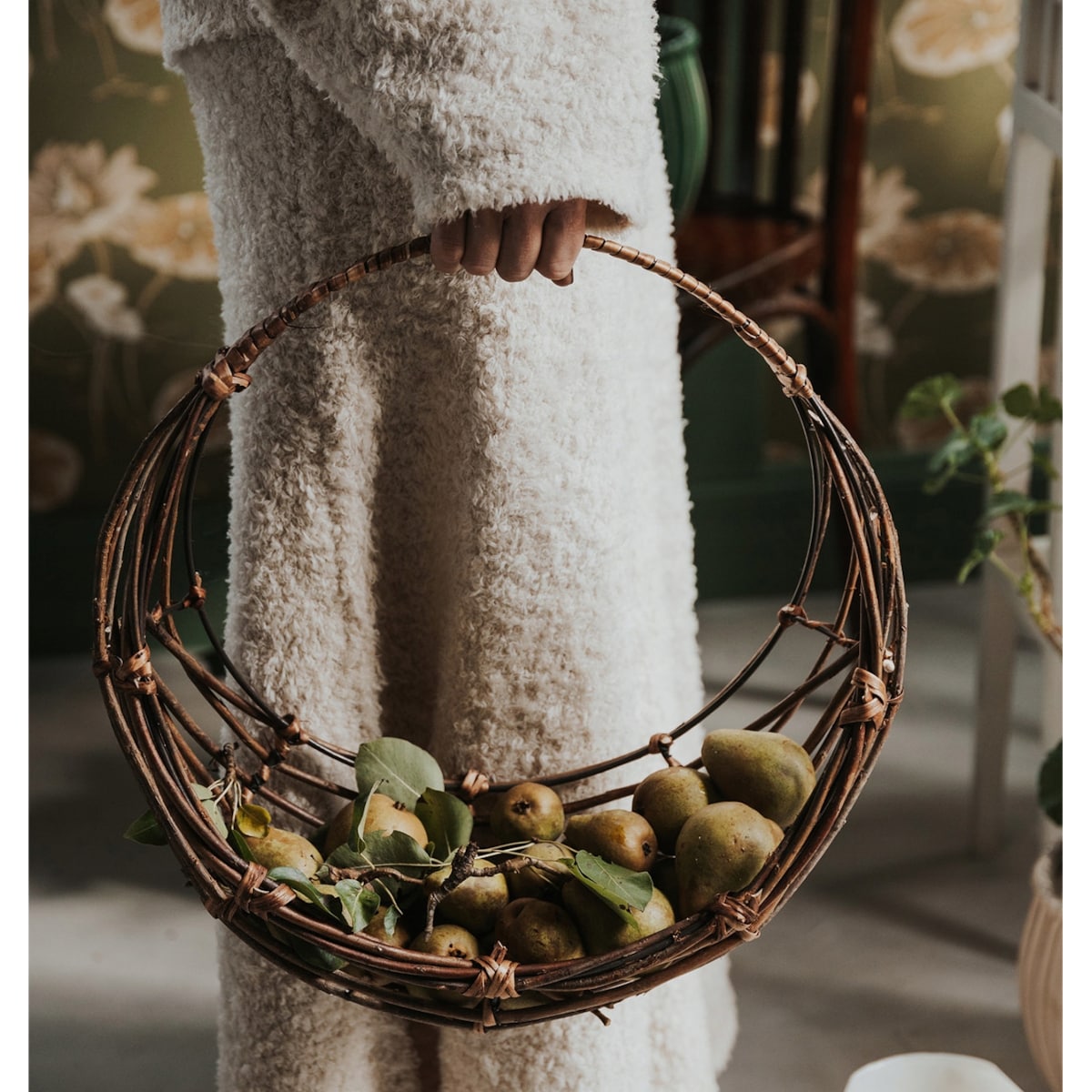 KOSZ DREWNIANY NA ZAKUPY WARZYWA OWOCE PRANIE duży boho naturalny 2 szt.