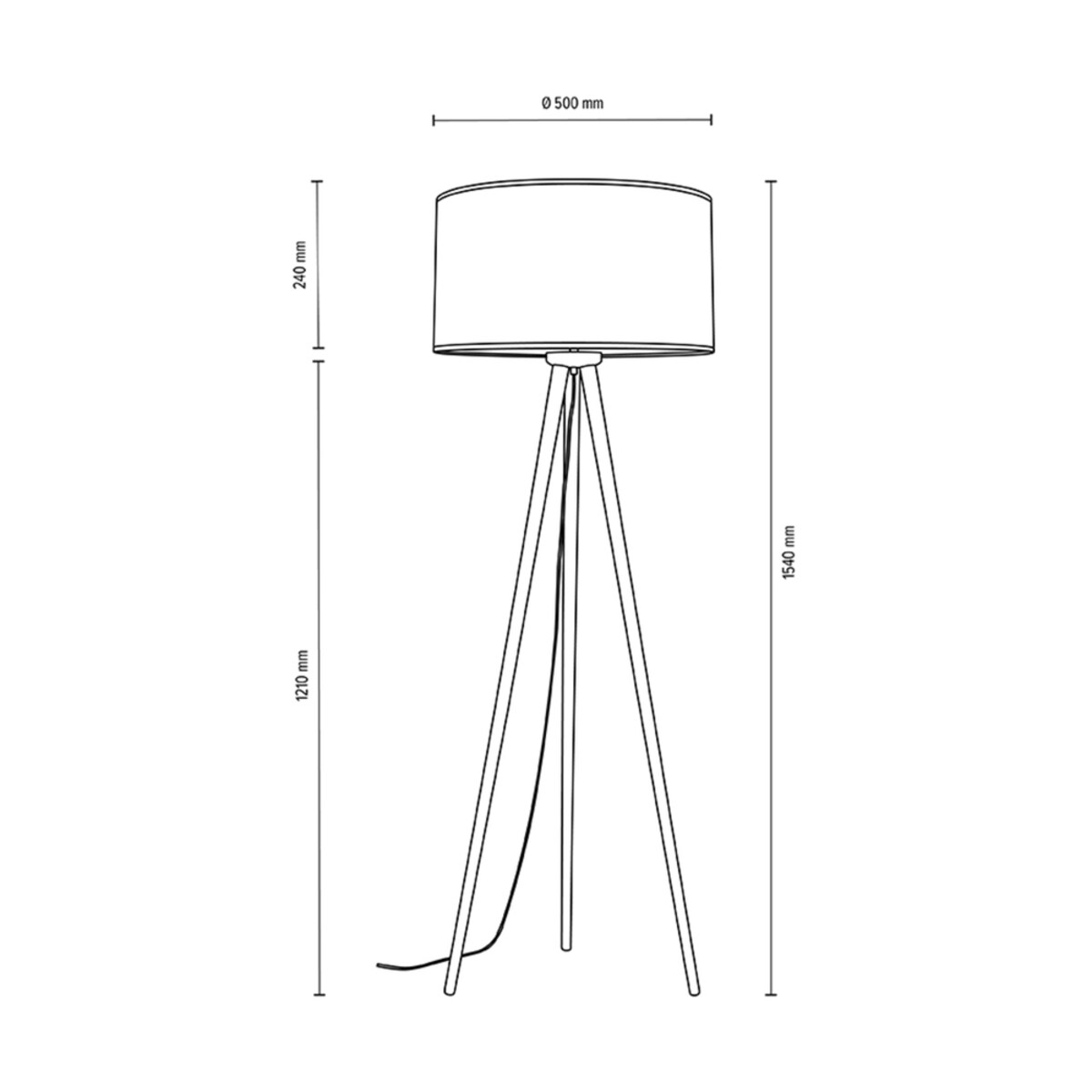 Lampa Podłogowa BRITOP Lighting 1xE27 Max.40W Industrialne Połączenie Czerni z Czarną Tkaniną, Polski Producent 1 szt.