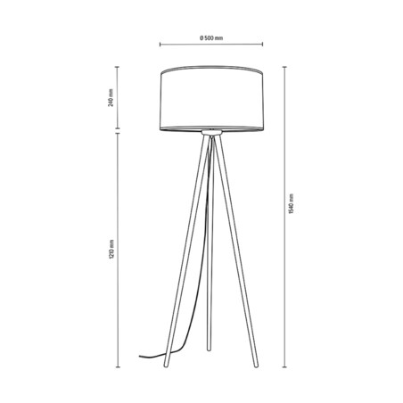Lampa Podłogowa BRITOP Lighting 1xE27 Max.40W Industrialne Połączenie Czerni z Czarną Tkaniną, Polski Producent 1 szt.