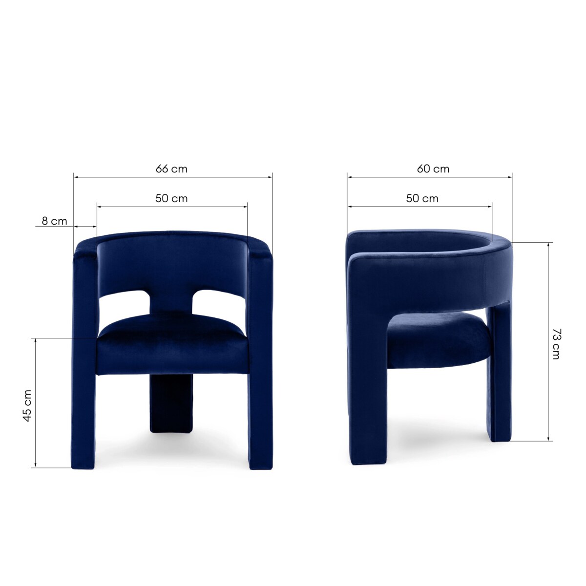 Fotel wypoczynkowy aksamitny granatowy Tiana