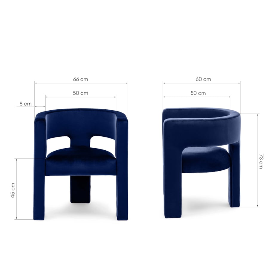 Fotel wypoczynkowy aksamitny granatowy Tiana