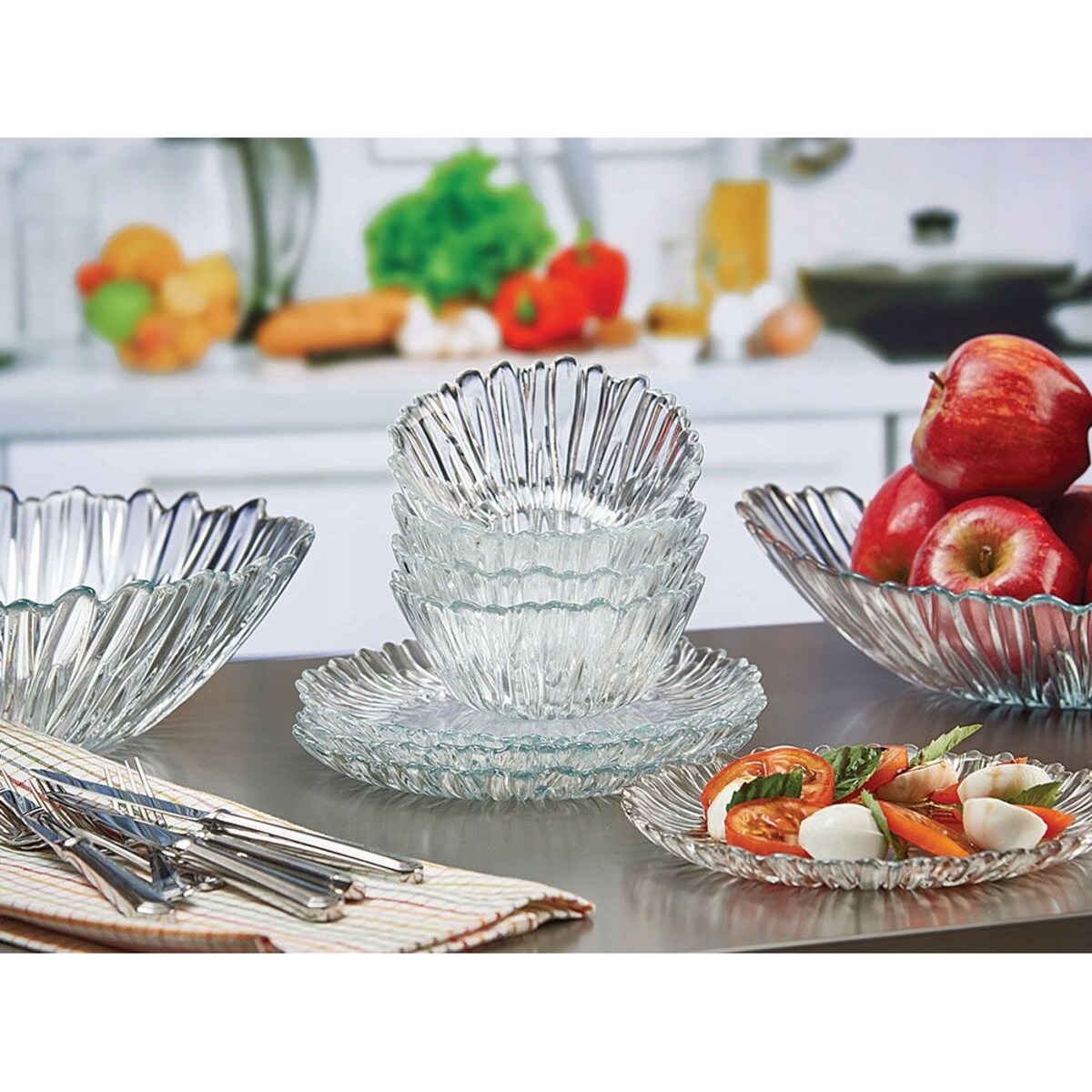 PATERA TALERZ DUŻY PÓŁMISEK SZKŁO 31,5 cm PASABAHCE na ciato desery aurora