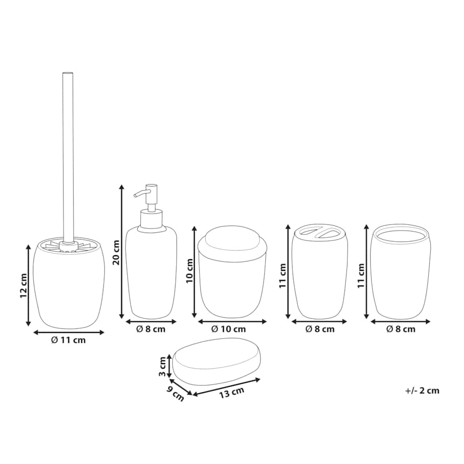 6-częściowy zestaw akcesoriów łazienkowych biały PALMILLA