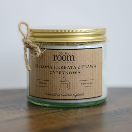 Świeczka Świeca Sojowa Dekoracyjna Zielona Herbata Z Trawą Cytrynową 250 Ml