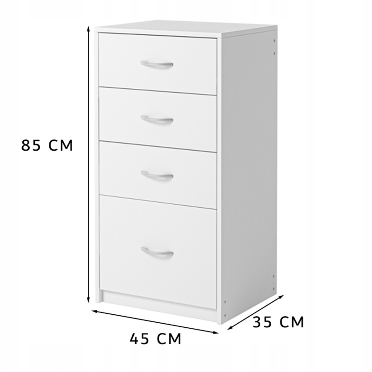 Regał z 4 szufladami loft biała komoda szafka biurowy duży 85cm