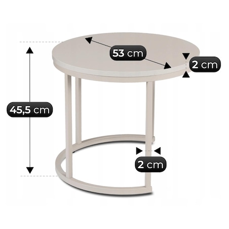 Zestaw 2 stolików kawowych okrągłych kaszmir do salonu Ø53/Ø43 cm NELLY