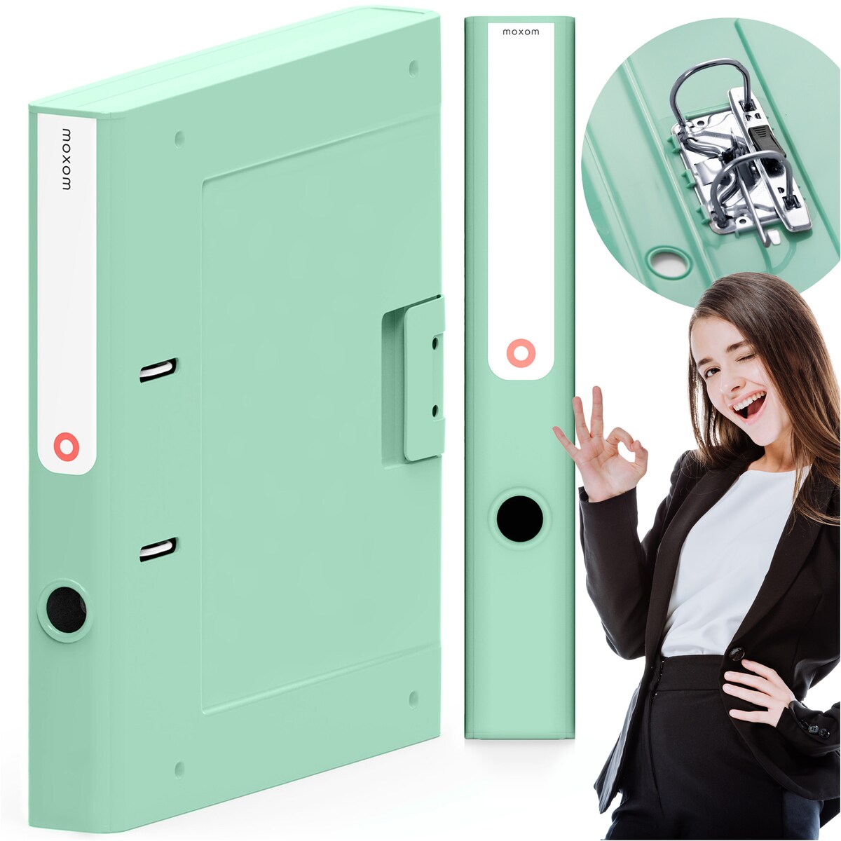 Segregator Na Dokumenty Stojący 5 Cm Wąski Plastikowy Nowoczesny Turkusowy