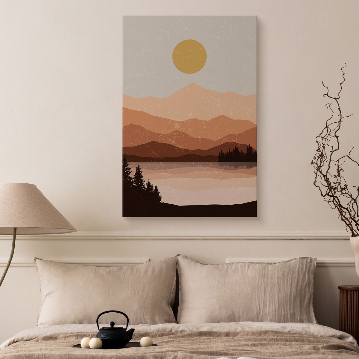 Obraz Akwarelowy Krajobraz W Stylu Boho 80x120cm