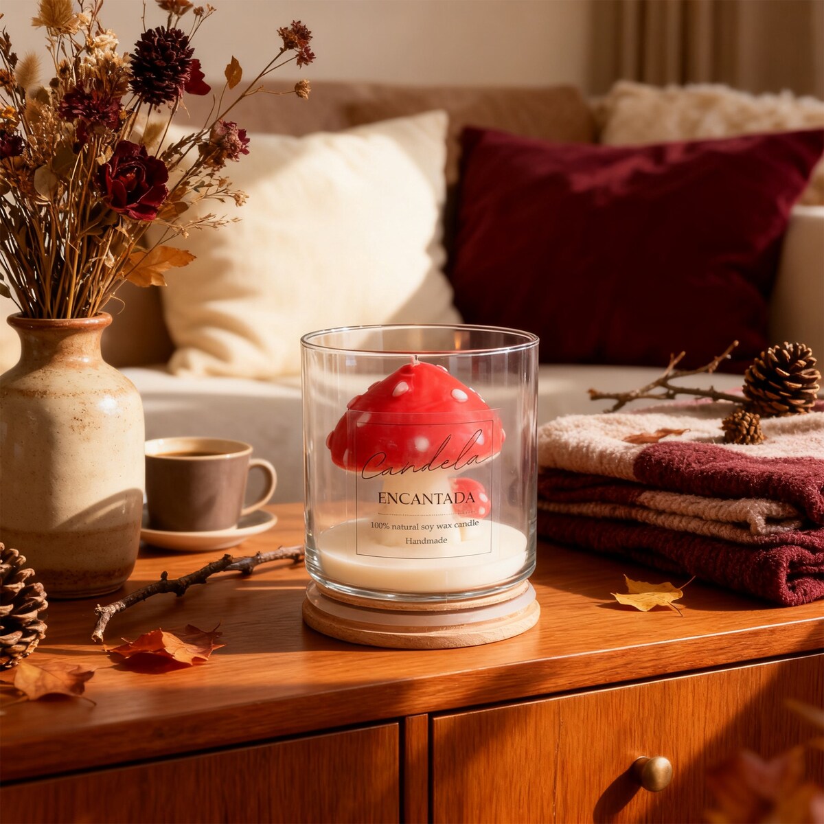 Świeca sojowa ZAPACHOWA świeczka GRZYBY handmade prezent CANDELA ENCANTADA