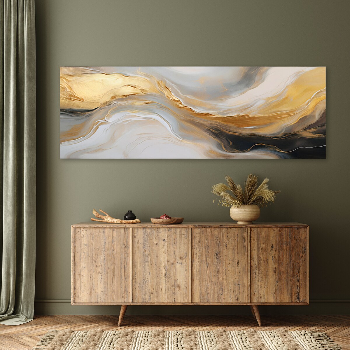 Obrazy do łazienki salonu spa Abstrakcja Marmur Tekstura Złoto Szary 120x40