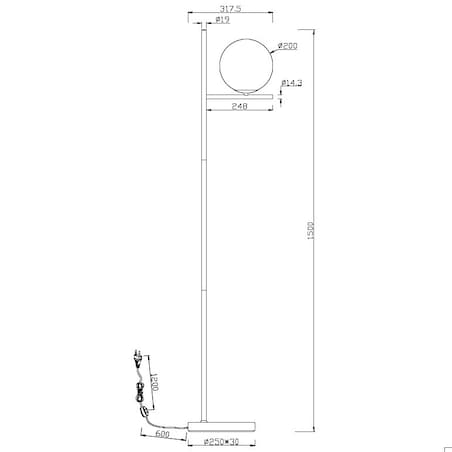 Stojąca LAMPA podłogowa PURE 402000142 Trio modernistyczna OPRAWA szklana kula grafitowa przydymiona