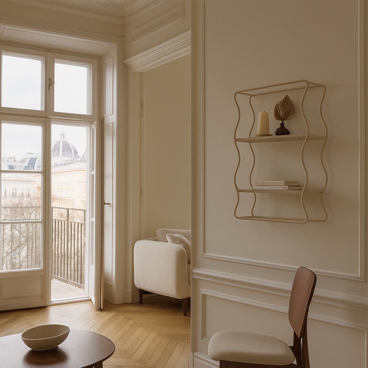 Półka dekoracyjna na ścianę JUDY, fala, 40 x 12 x 58 cm