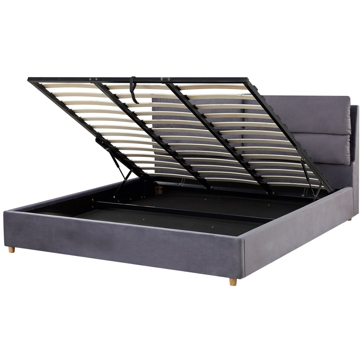 Łóżko z pojemnikiem welurowe 180 x 200 cm szare BATILLY