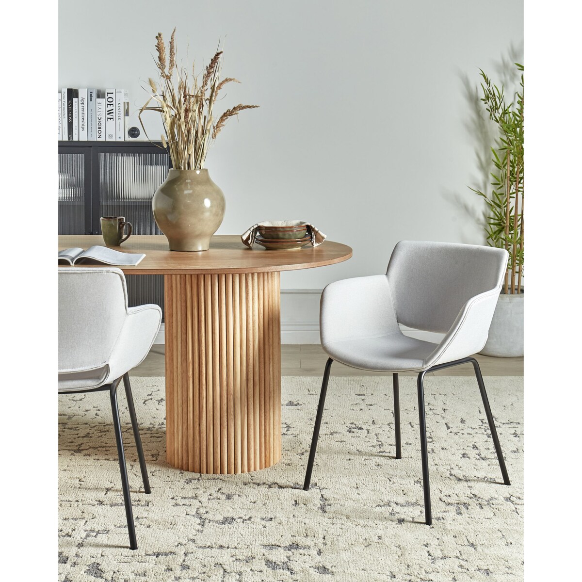 Krzesło do jadalni AXTEL Zestaw 2 Tkanina Złamana biel