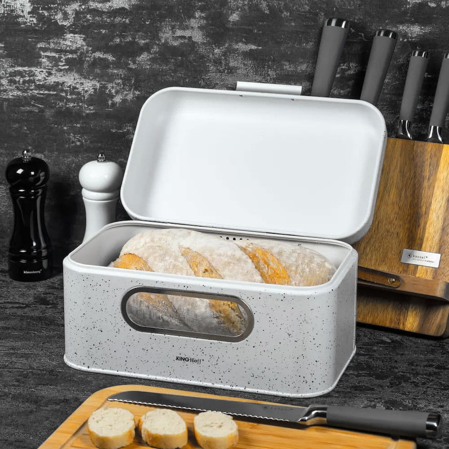 Chlebak stalowy marmurek biały KINGHOFF